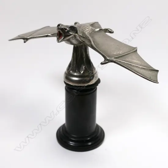 Early 20thC Die Fledermaus 'Bat out of Hell' bat car mascot,