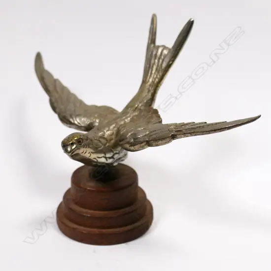 Chromed early 20thC swallow (bird) car mascot,