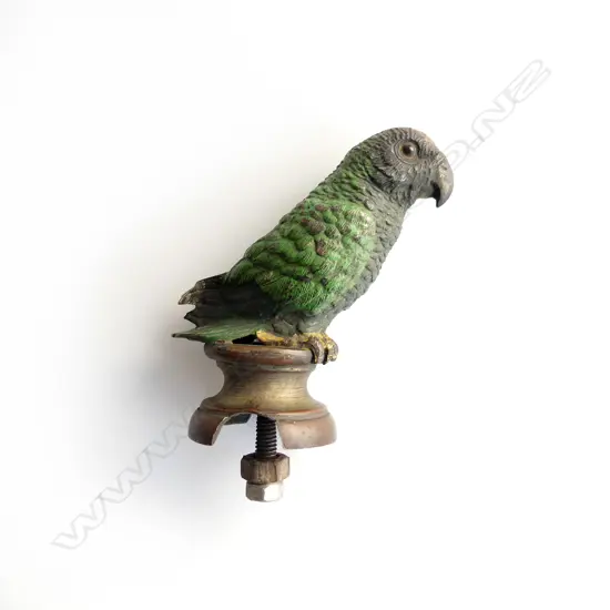 Heavy metal painted budgerigar car mascot,