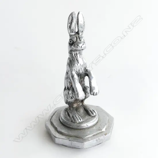 Chrome Alvis standing hare car mascot,