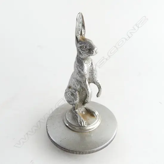 Chrome Alvis standing hare car mascot,