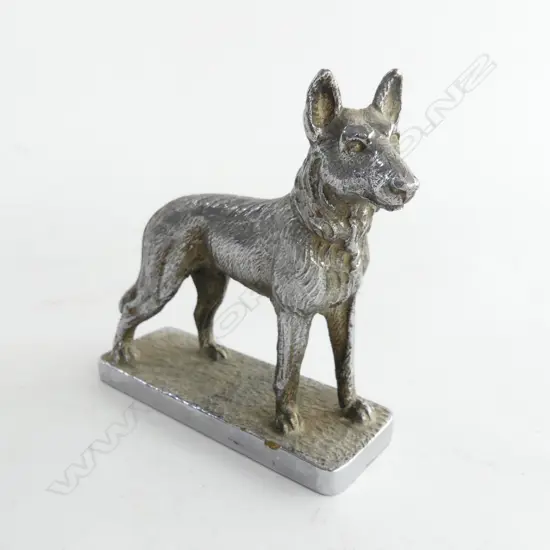 Chrome German Shepherd dog car mascot,