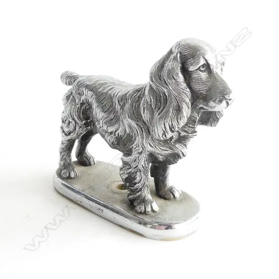 Chromed Cocker Spaniel dog car mascot,