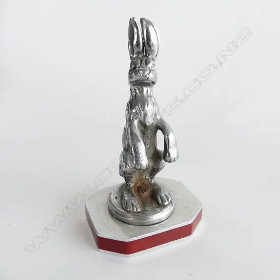 Chrome standing rabbit car mascot,