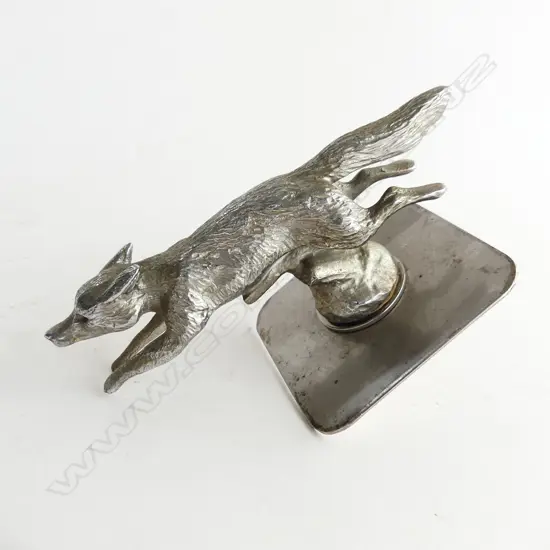 Chrome running fox car mascot,