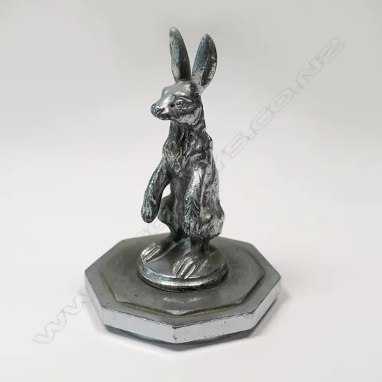 Chrome standing rabbit car mascot,