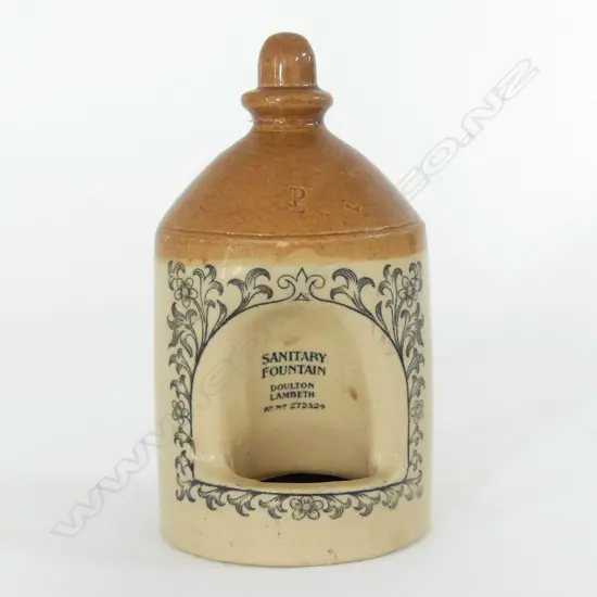 DOULTON LAMBETH STONEWARE BIRD FEEDER, INSCRIBED SANITARY FOUNTAIN. H.195mm