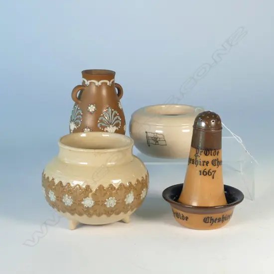 DOULTON CHESHIRE CHEESE SALT CELLAR, PEPPERETTE & 3 OTHER PIECES 
