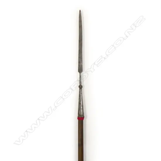 A 19thC Tibetan lance head, socket fitted to a later shaft,