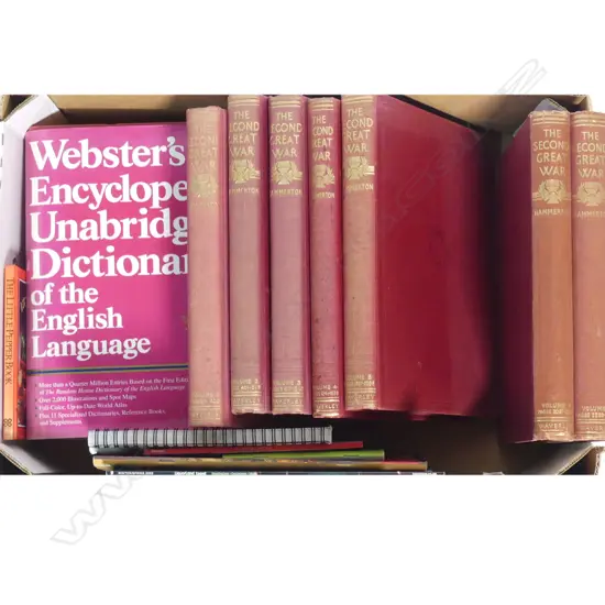 BOX OF BOOKS: 7 VOL SET 'The Second Great War' by Hammerton + dictionary etc