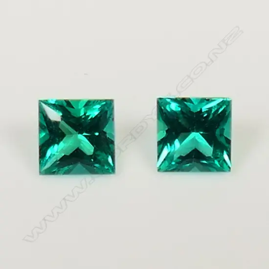 2 SYNTHETIC (BIRON) EMERALDS, 0.24ct.