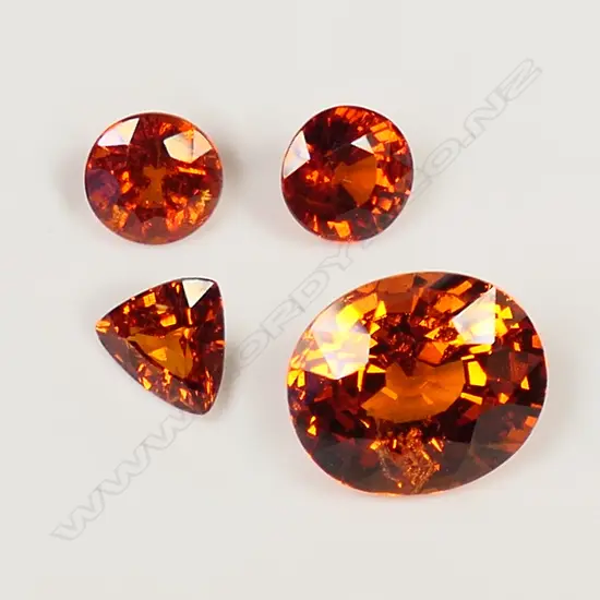4 SPESSARTINE GARNETS, 10.74cts. RATING 7