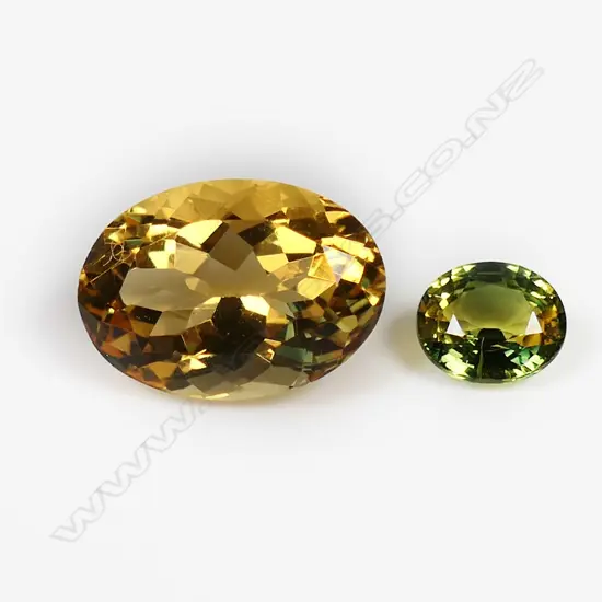 2 CITRINES/ PARTI-COLOUR SAPPHIRE PARTI-COLOUR SAPPHIRE, 5.91/1.30ct, 5.6/RATING 4-5