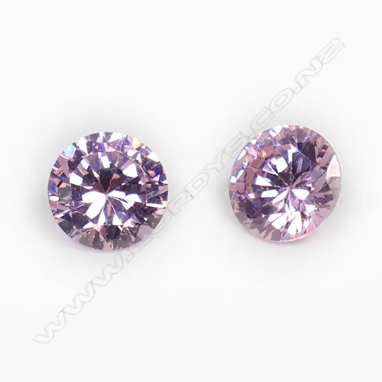 2 X 7mm round pink CZ