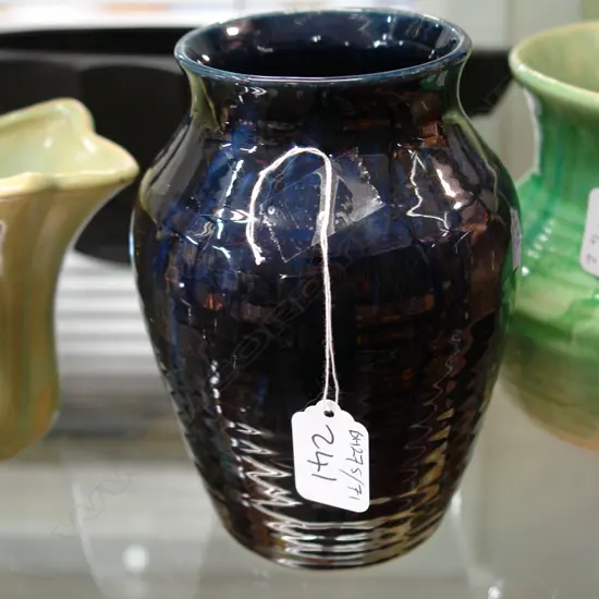 C.L. BLACK/BLUE GLAZED VASE