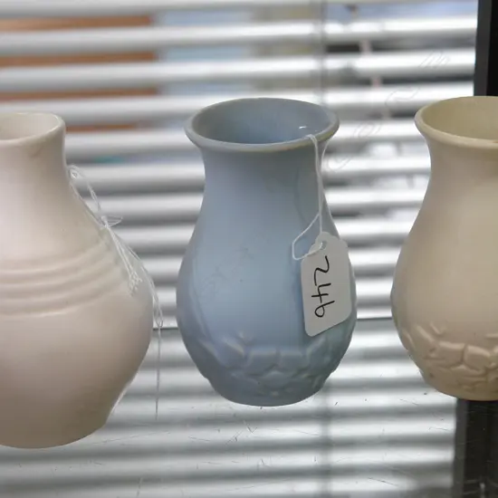 3 C.L. VASES - 2 WHITE & ONE BLUE