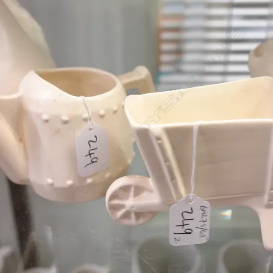 2 WHITE C.L. PCS-WHEELBARROW-WATERING CAN