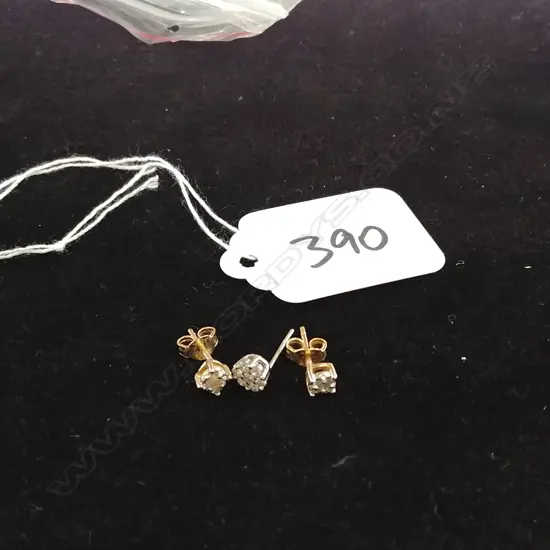 PAIR OF DIAMOND STUD EARRINGS PLUS ONE OTHER