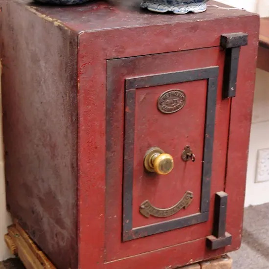 VINTAGE STEEL SAFE WITH KEY EX. FOSTERS CHANDLERY