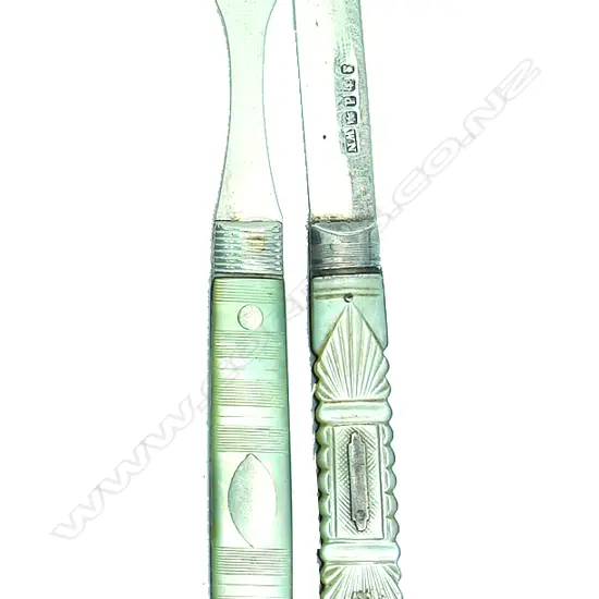 A Georgian (knife) and c.1810 (fork) silver folding fruit knife and fork