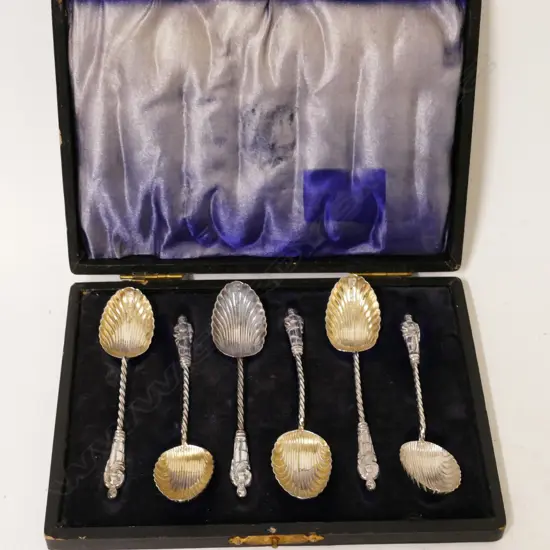 A cased set of silver Apostle teaspoons