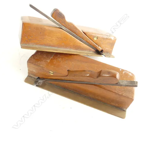 Pair of wooden planes with copper underside " Twosome right and left" "craftsman made"