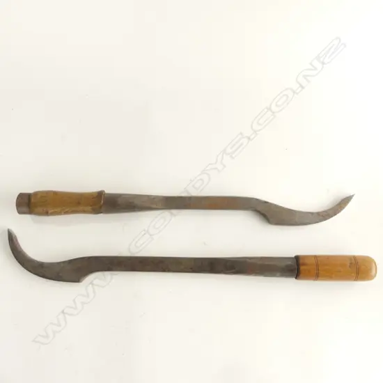 Two Lock Mortice chisels, one named by the maker W. Marples & Sons, Sheffield, with beech handle, the other with elm handle. L.525 and 495mm.