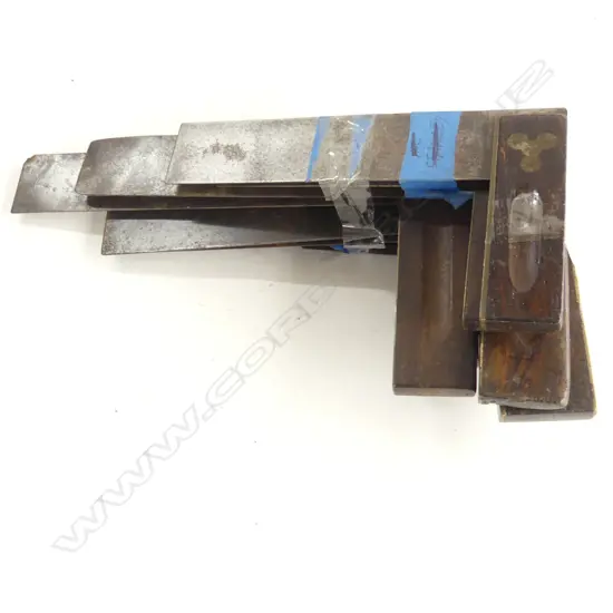 Nine vintage squares, includes Stanley, mostly rosewood handles, brass fitiings, steel blades