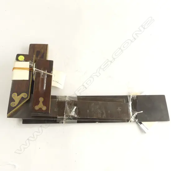 Set of three ebony and brass try squares, steel blade