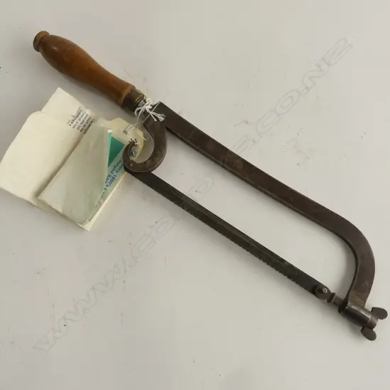 Hand forged blacksmiths frame saw. 1800's Lancashire pattern. Very fancy and very rare.