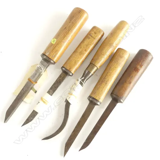 A set of five Mortice chisels