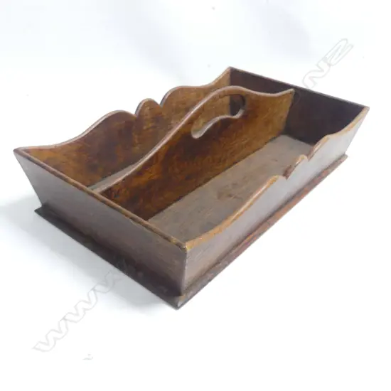 An old oak cutlery tray with two divisions.  365 x 220mm.