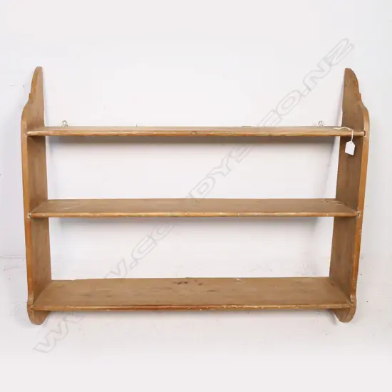 Small Victorian  pine three stage wall hung bookshelf. W.900mm.