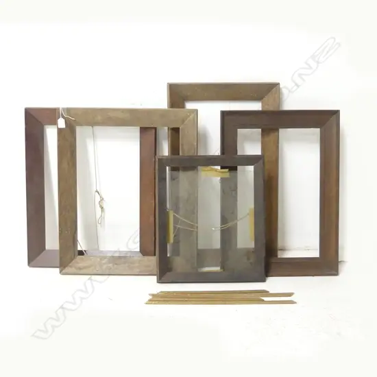Five old wooden picture frames