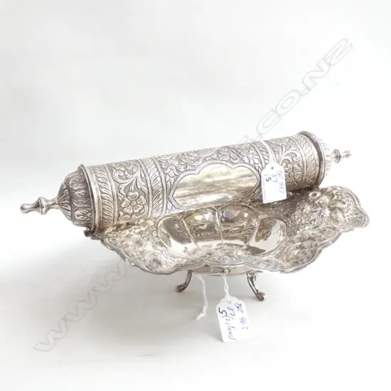 2 SILVER ITEMS: BOWL 3 FEET + CAPPED CYLINDER...