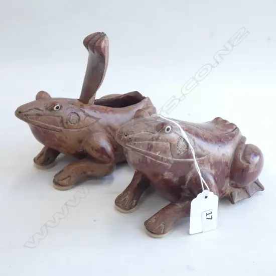 PR CARVED BURR WOOD FROG CONTAINERS