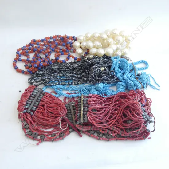 SEL. COSTUME JEWELLERY VARIOUS COLOURED BEADS CORAL ETC