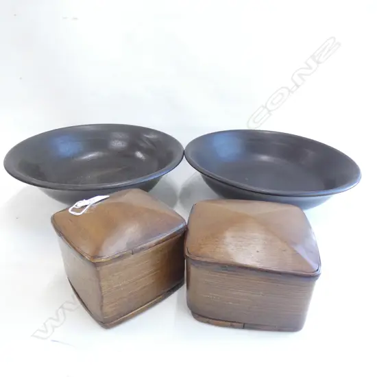 the boxes with wooden lids and bases with bamboo? sides H