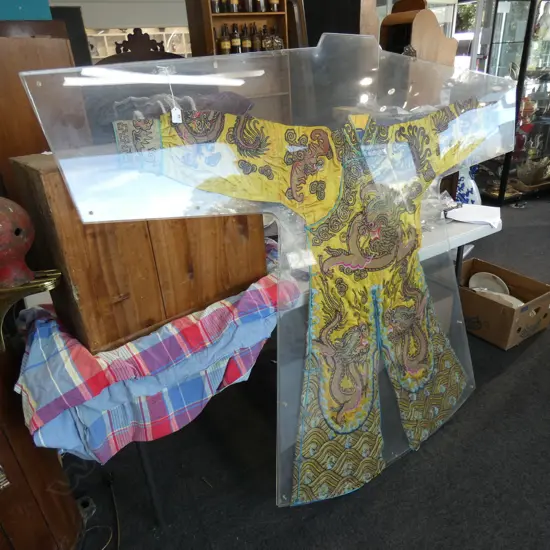 CHINESE OPERA GOWN IN PERSPEX COVER