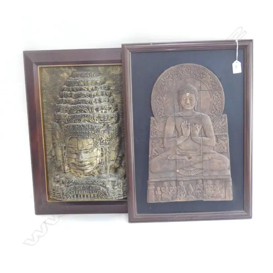 TERRACOTTA TILE SEATED BUDDHA PICTURE IN FRAME + OTHER