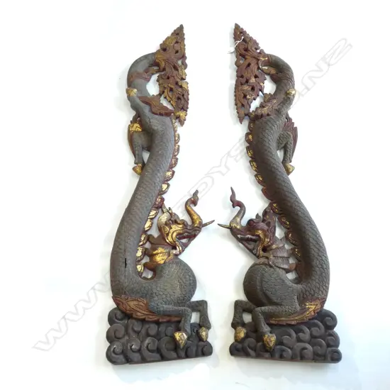 PR LGE OLD DRAGON CARVINGS RED & GILT FINISH H.1220mm