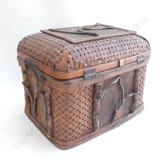 OLD BASKET WOVEN BAMBOO & FIBRE