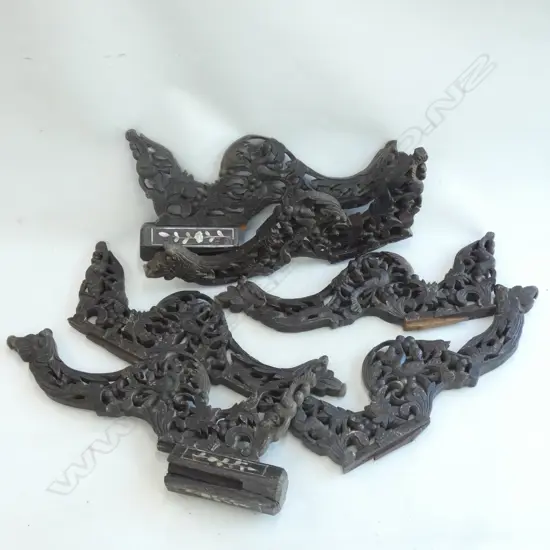 SET 6 FANCY CARVED INLAID TABLE LEGS