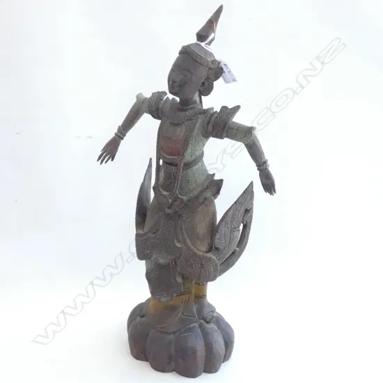 THAI CARVED WOODEN DANCER FIGURE