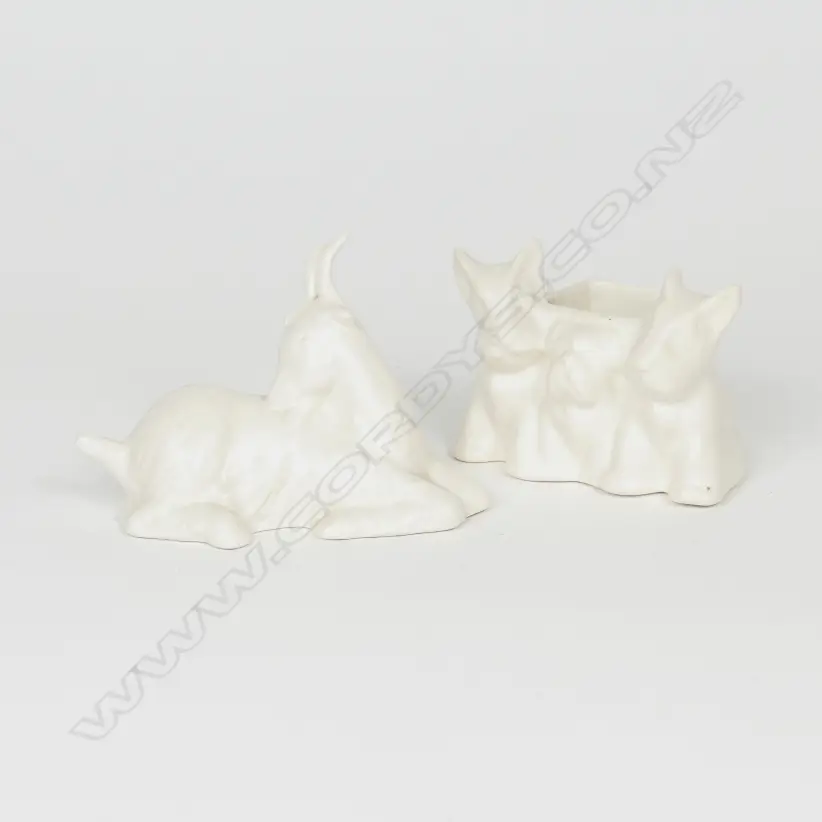 2 CREAM C.L PCS, DOG TROUGH, GOAT FIG (AF) Image 1++