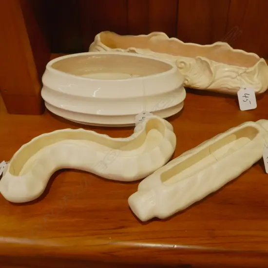 4 CROWN LYNN TROUGH VASES