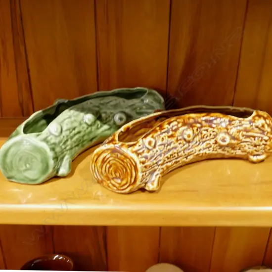 2 TEMUKA WARE LOG TROUGH VASES