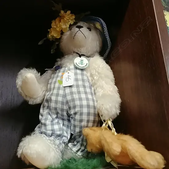 NZ TEDDY BEAR ON STAND AND ANOTHER