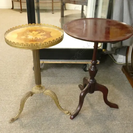 2 WINE TABLES - 1 INLAID
