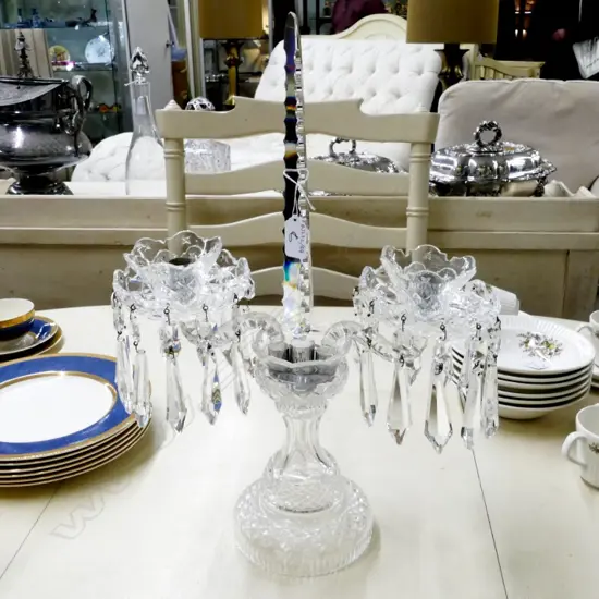 CRYSTAL CANDELABRA W/ DROPS